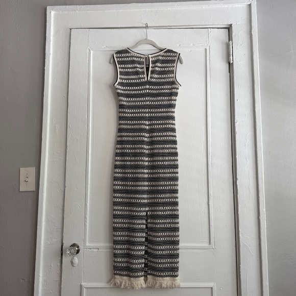 J. Crew Black and Cream Striped Crochet Midi Dress - XXS - Picture 9 of 12